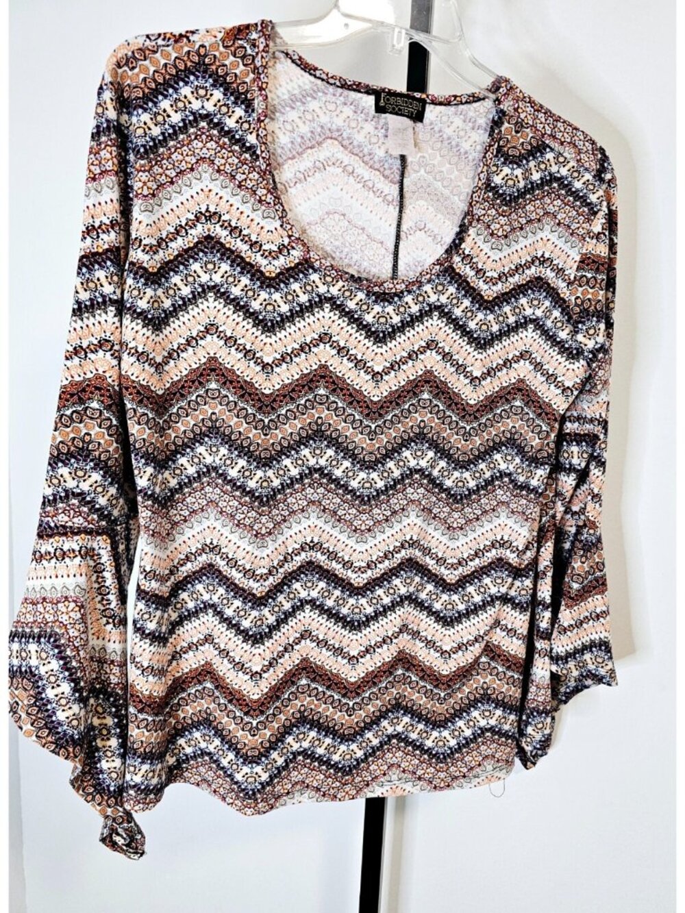 Forbidden Society Multi-Colored Long Sleeve Flared Shirt-XL